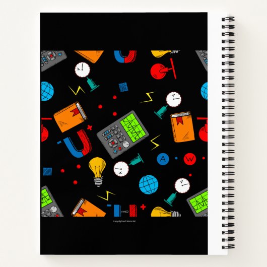 PHYSICS ICONS(BLACK) NOTEBOOK NOTIZBLOCK (Rückseite)