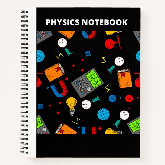 PHYSICS ICONS(BLACK) NOTEBOOK NOTIZBLOCK (Vorderseite)