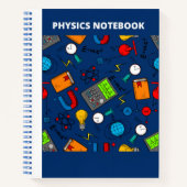 PHYSICS ICONS(BLAU) NOTEBOOK NOTIZBLOCK (Vorderseite)