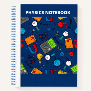 PHYSICS ICONS(BLAU) NOTEBOOK NOTIZBLOCK