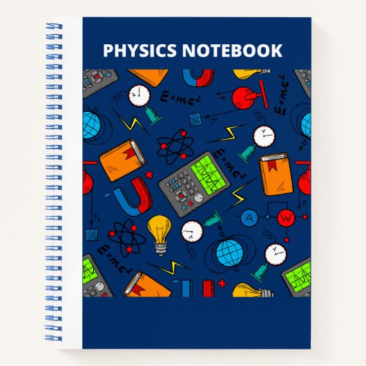 PHYSICS ICONS(BLAU) NOTEBOOK NOTIZBLOCK (Vorderseite)