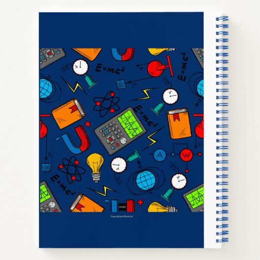 PHYSICS ICONS(BLAU) NOTEBOOK NOTIZBLOCK (Rückseite)
