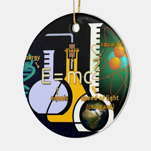 Physik E=mc2 farbiges Design Keramikornament (Links)