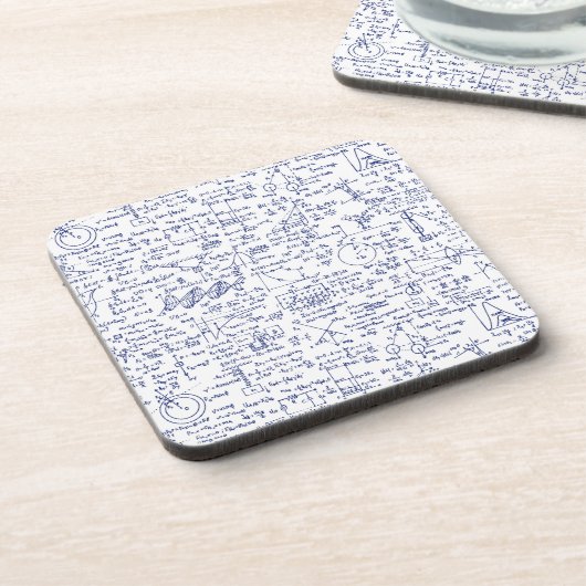 Physik-Gleichungen im blauen Stift // Getränkeuntersetzer (Linke Seite)