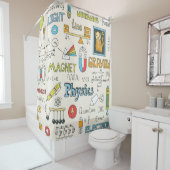 Physik. Handgezeichnet. Vintage Darstellung. Duschvorhang (Beispiel)