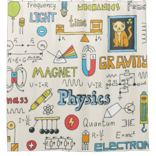 Physik. Handgezeichnet. Vintage Darstellung. Duschvorhang