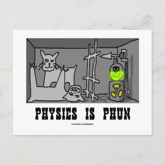 Physik ist Phun (Spaß) (Schrödingers Cat Thought) Postkarte (Vorderseite)