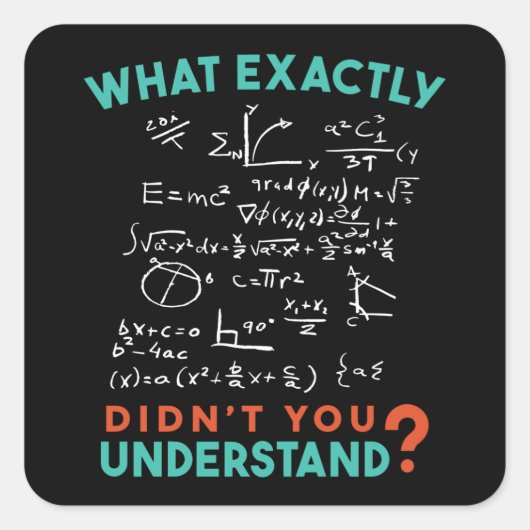 Physik Math Formel Joke Quadratischer Aufkleber (Vorderseite)