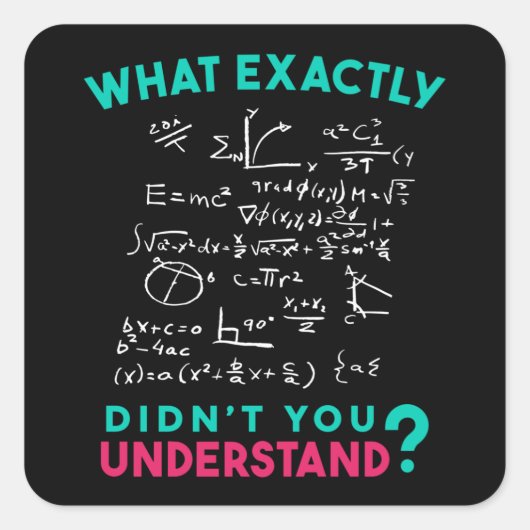 Physik Math Formel Joke Quadratischer Aufkleber (Vorderseite)