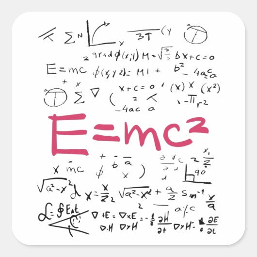 Physik und Mathematik Formeln EMC2 Quadratischer Aufkleber (Vorderseite)