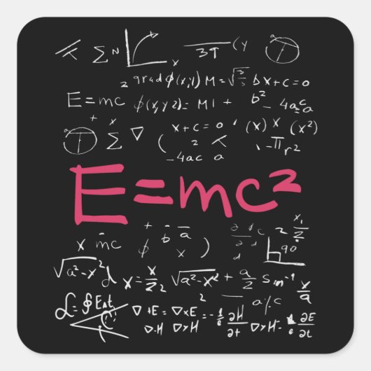 Physik und Mathematik Formeln EMC2 Quadratischer Aufkleber (Vorderseite)