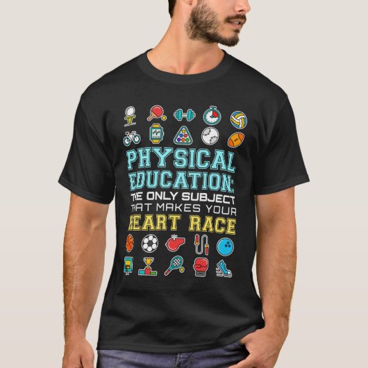 Physikalische Bildung Herzrennen PE-Lehrer T-Shirt (Vorderseite)