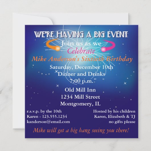 Physikalische Event-Party Einladung (Vorderseite)