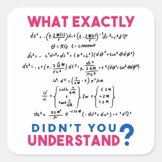 Physikalische Formel Joke Quadratischer Aufkleber (Vorderseite)
