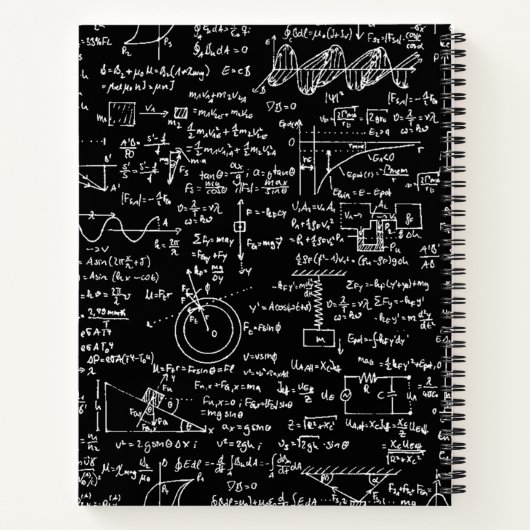 Physikalische Gleichungen auf schwarz // Notizbuch (Rückseite)