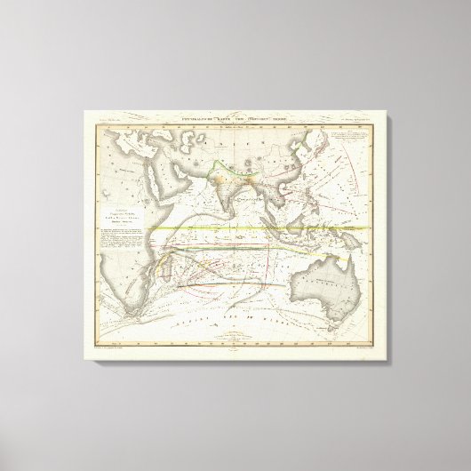 Physikalische Karte der indischen Meere Leinwanddruck (Vorderseite)