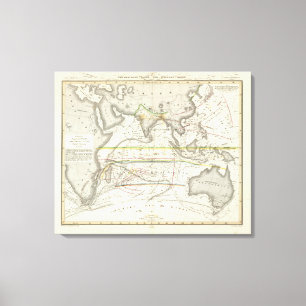 Physikalische Karte der indischen Meere Leinwanddruck