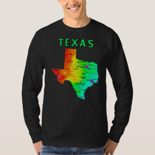 Physikalische Karte der wichtigsten Städte Seen Fl T-Shirt