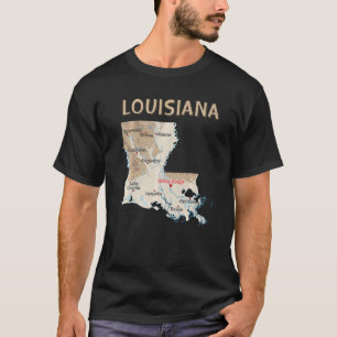 Physikalische Karte des Flusses Louisiana mit den  T-Shirt