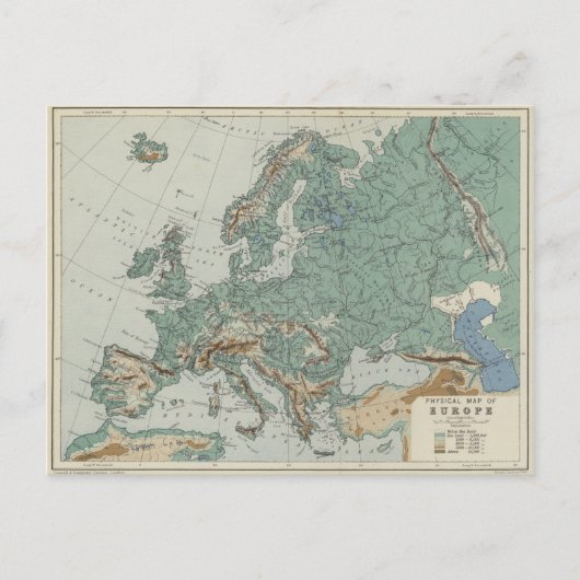Physikalische Karte Europas (Vorderseite)