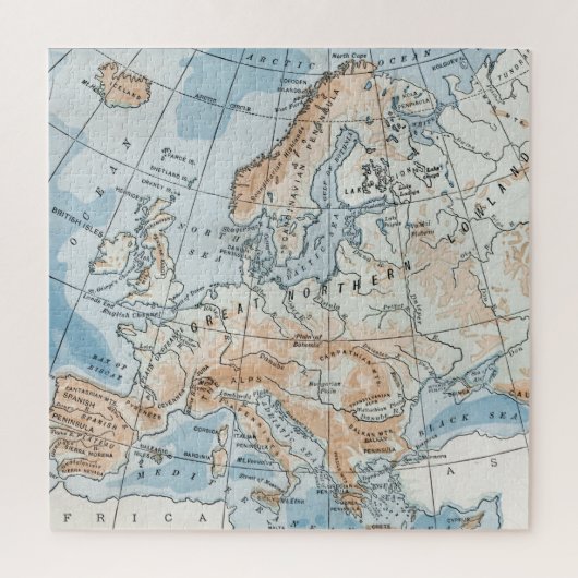 Physikalische Karte Europas (1916) Puzzle (Vertikal)