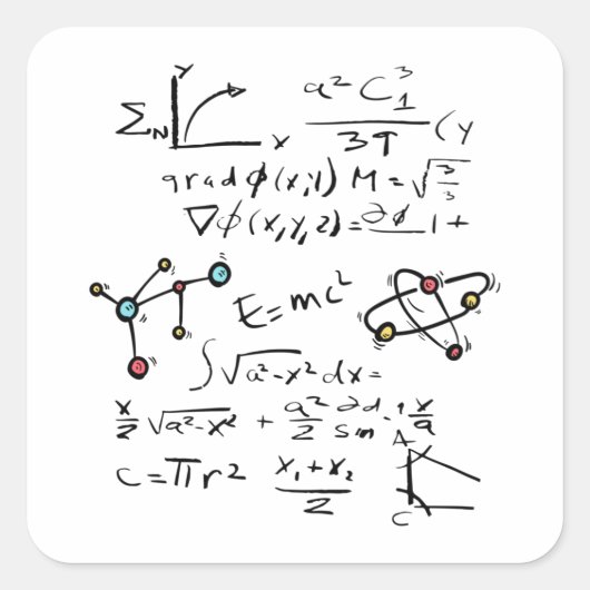 Physikalische Mathematik Formel Lehrer Student Mol Quadratischer Aufkleber (Vorderseite)