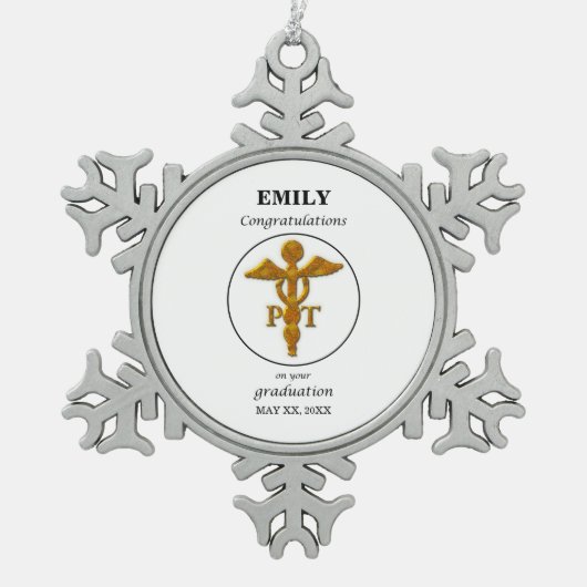 Physikalische Therapie Abschluss Glückwünsche Schneeflocken Zinn-Ornament (Vorderseite)