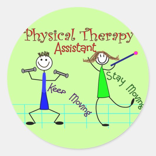 Physikalische Therapie Assistant Stick People Desi Runder Aufkleber (Vorderseite)