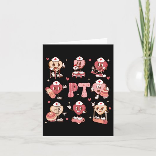 Physikalische Therapie Groovy Valentinstag Herz Pt Karte (Vorderseite)