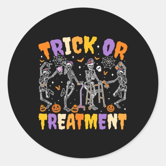 Physikalische Therapie mit Halloween Trick oder Tr Runder Aufkleber (Vorderseite)