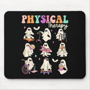 Physikalischer Physikaltherapeut mit dem lustigen  Mousepad