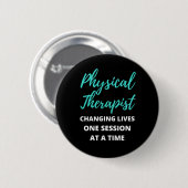 Physikalischer Therapeut, der das Leben einer Sitz Button (Vorne & Hinten)