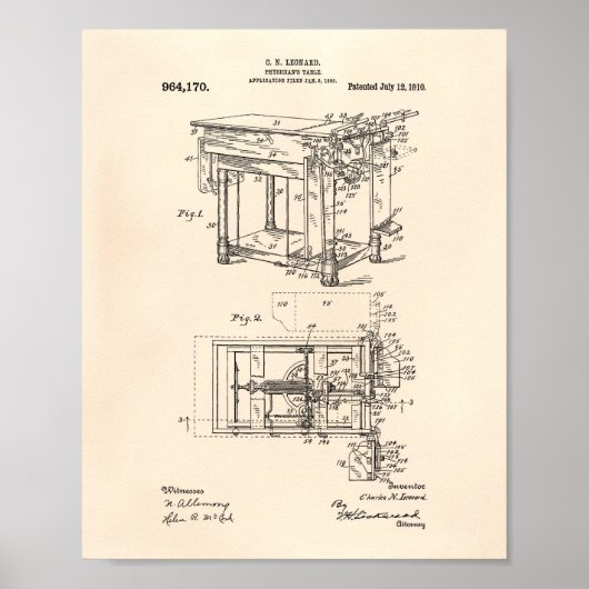 Physiker Tabelle 1910 Patent Art Old Peper Poster (Vorne)