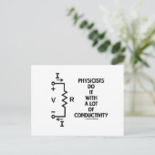 Physiker tun es mit viel Konduktivität Postkarte (Stehend Vorderseite)