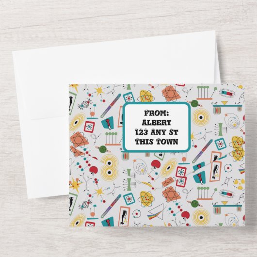 Physikkataster des modernen Atomzeitalters Mitte d All In One Einladung (Rückseite)