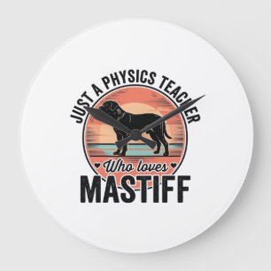 Physiklehrer liebt Mastiff Vintage-Hund-Shirt_1 Große Wanduhr