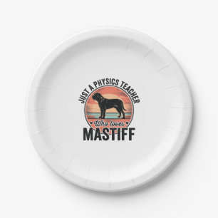 Physiklehrer liebt Mastiff Vintage-Hund-Shirt_1 Pappteller