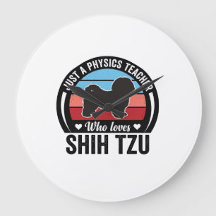 Physiklehrer Shih Tzu Vintage Hundeshirt Design_ Große Wanduhr