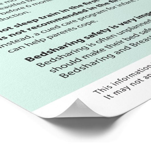 Physiologisches Säugling Care Poster (Englisch) (Ecke)