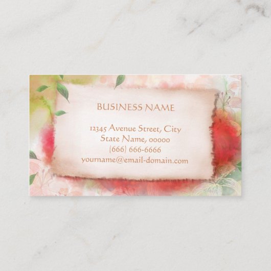 Physiotherapeut - Artistry Watercolor Floral Visitenkarte (Rückseite)