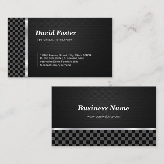 Physiotherapeut Beruflich Schwarz-weiß Visitenkarte (Vorne/Hinten)