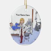 Physiotherapeut, Blonde - Personalisierter Cartoon Keramik Ornament (Rechts)