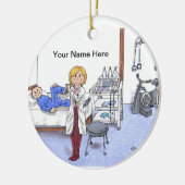 Physiotherapeut, Blonde - Personalisierter Cartoon Keramik Ornament (Links)