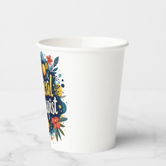 Physiotherapeut Blumenzitat Kunst Pappbecher (Links)