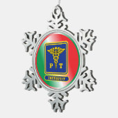 Physiotherapeut Caduceus Shield Schneeflocken Zinn-Ornament (Rechts)