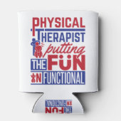 Physiotherapeut, der den Spaß in der Funktion stel Dosenkühler (Rückseite)