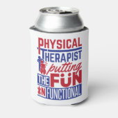 Physiotherapeut, der den Spaß in der Funktion stel Dosenkühler (Kanne Rückseite)