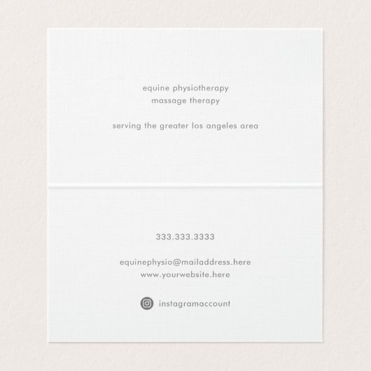 Physiotherapeut der modernen Pferdefleischsorte Visitenkarten (Innenseite Aufgefaltet)