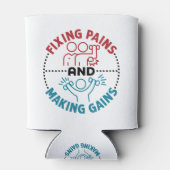 Physiotherapeut, der Schmerzen behebt und Schmerze Dosenkühler (Rückseite)