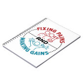 Physiotherapeut, der Schmerzen behebt und Schmerze Notizblock (Linke Seite)